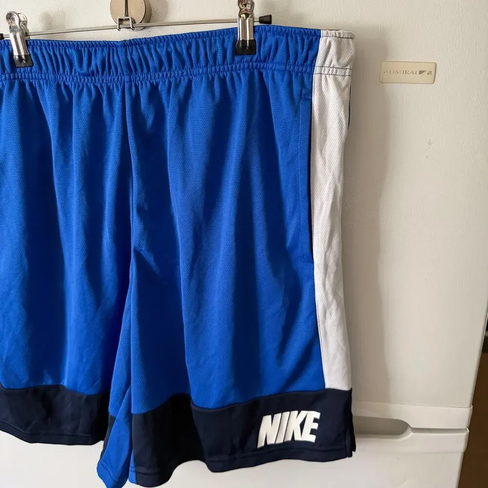 NWT Nike Mens Size 2XL Fly MC Training Shorts Blue White Activewear Workout